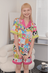 Dopamine Cartoon Ice Silk Pajama Set - COPPING THREADS - CT Dreamscape